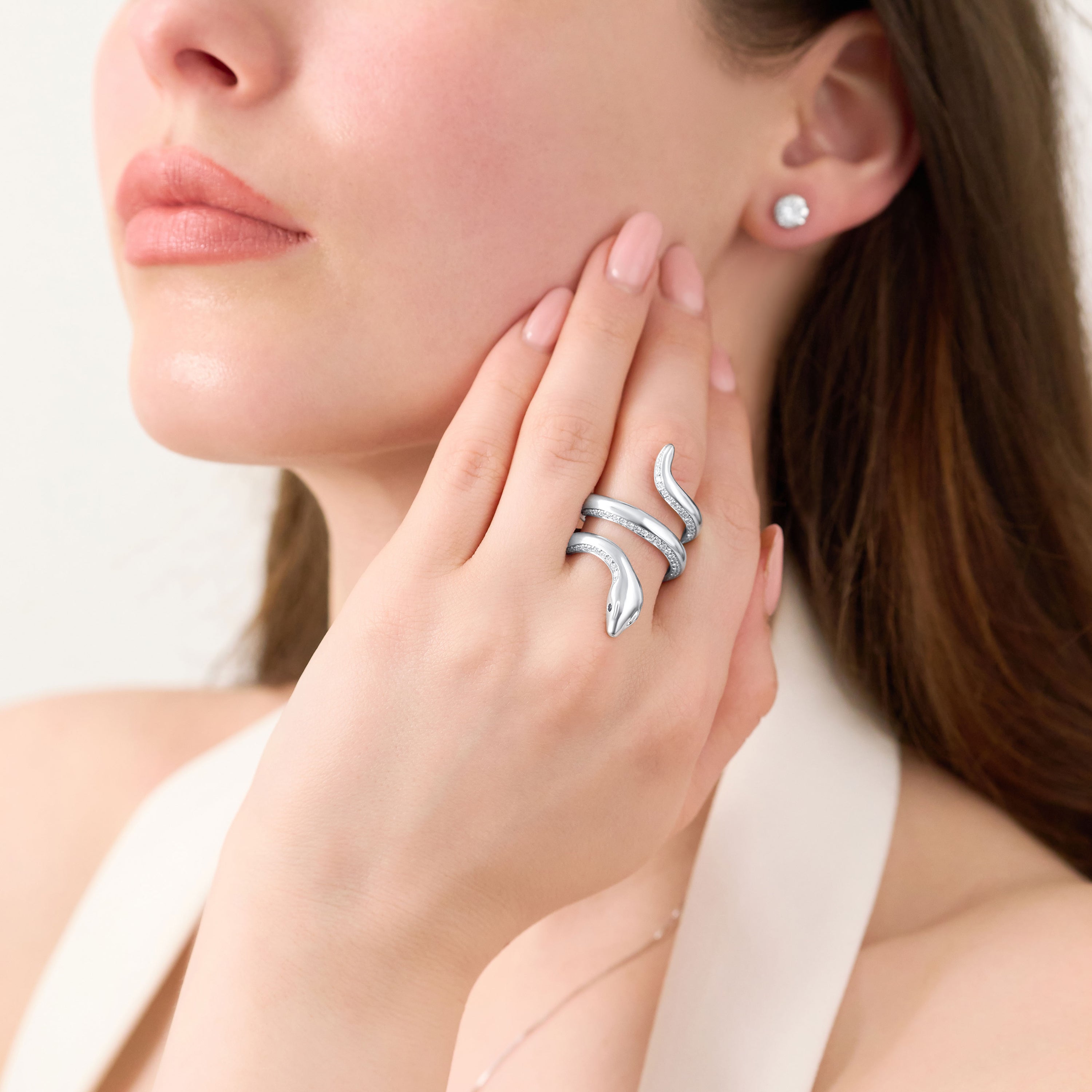 Platinum Diamond Set Snake Ring