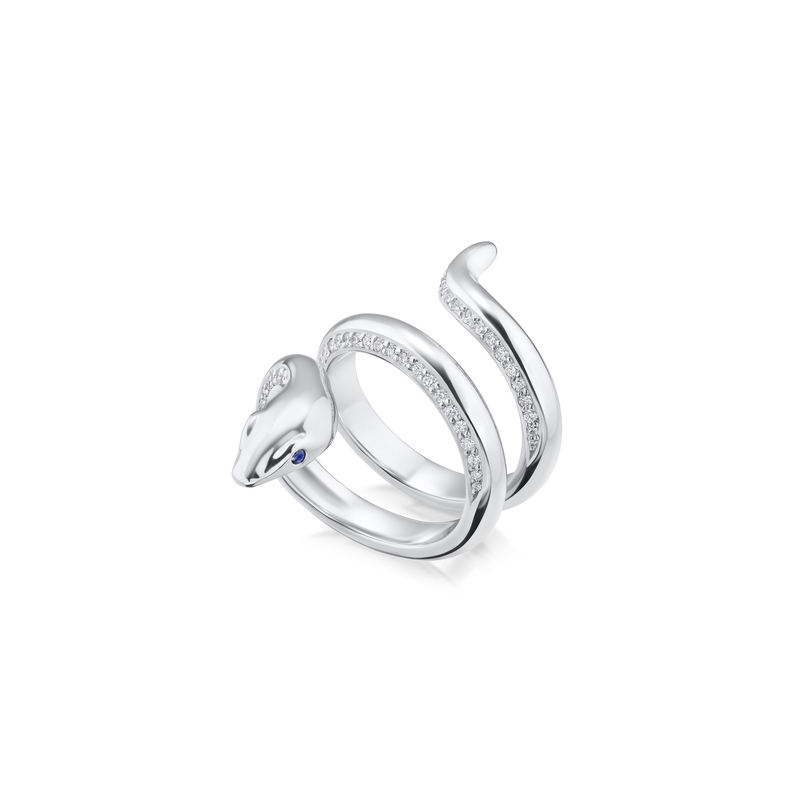 Platinum Diamond Set Snake Ring