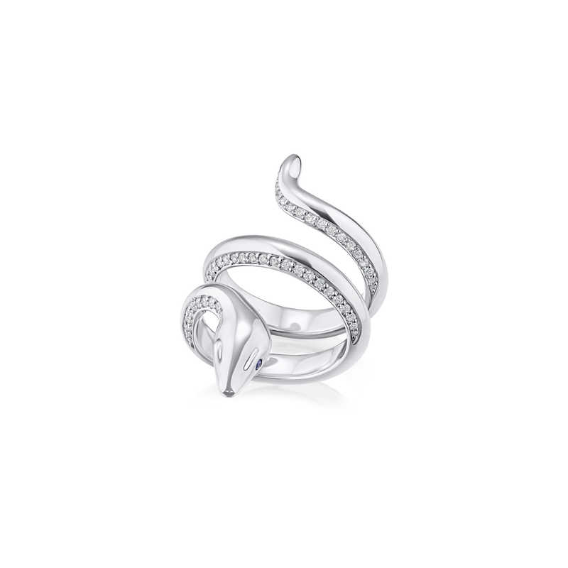 Platinum Diamond Set Snake Ring