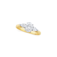 Oval and Pear Cut Diamond Three Stone Ring