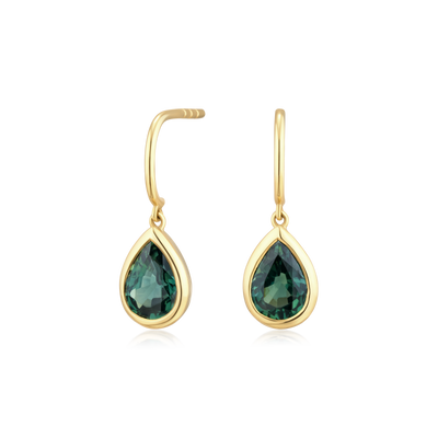 18ct Yellow Gold Sapphire Drop Earrings