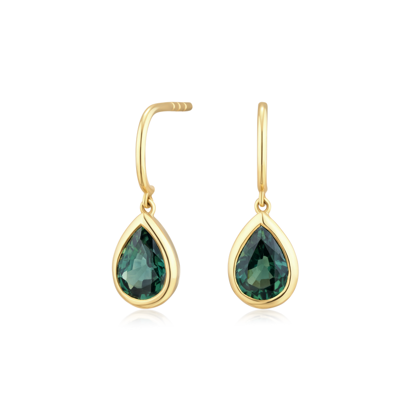 18ct Yellow Gold Sapphire Drop Earrings