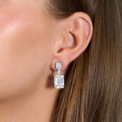 Emerald Cut Diamond Drop Earrings