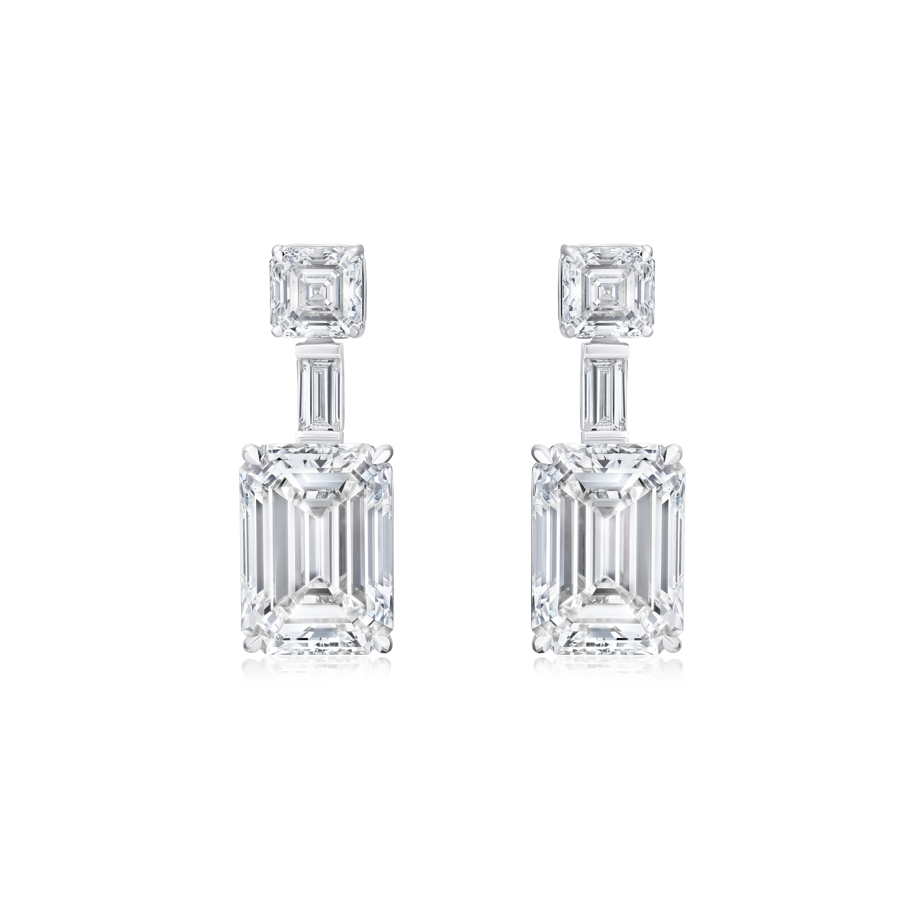 Emerald Cut Diamond Drop Earrings