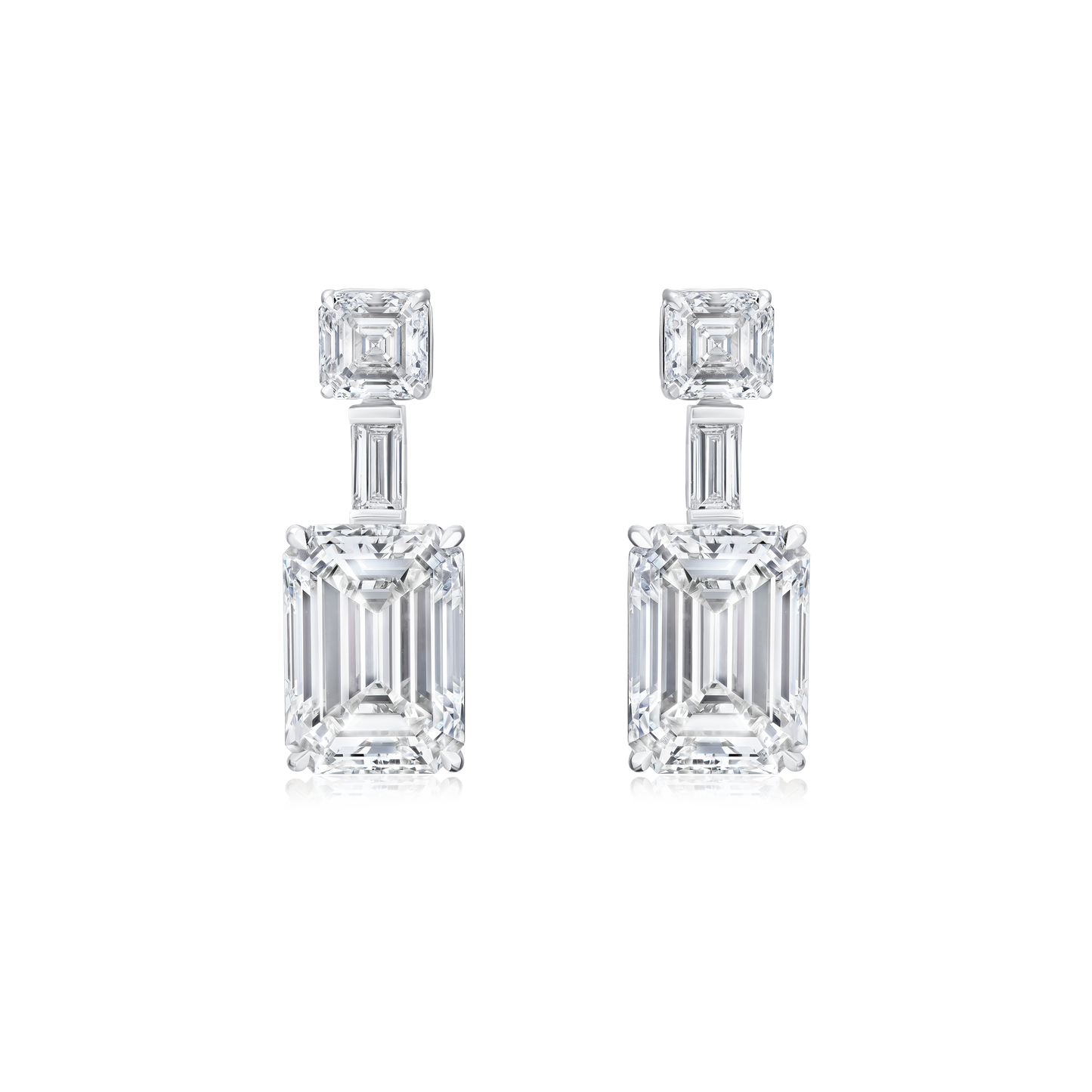 Emerald Cut Diamond Drop Earrings