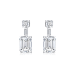 Emerald Cut Diamond Drop Earrings
