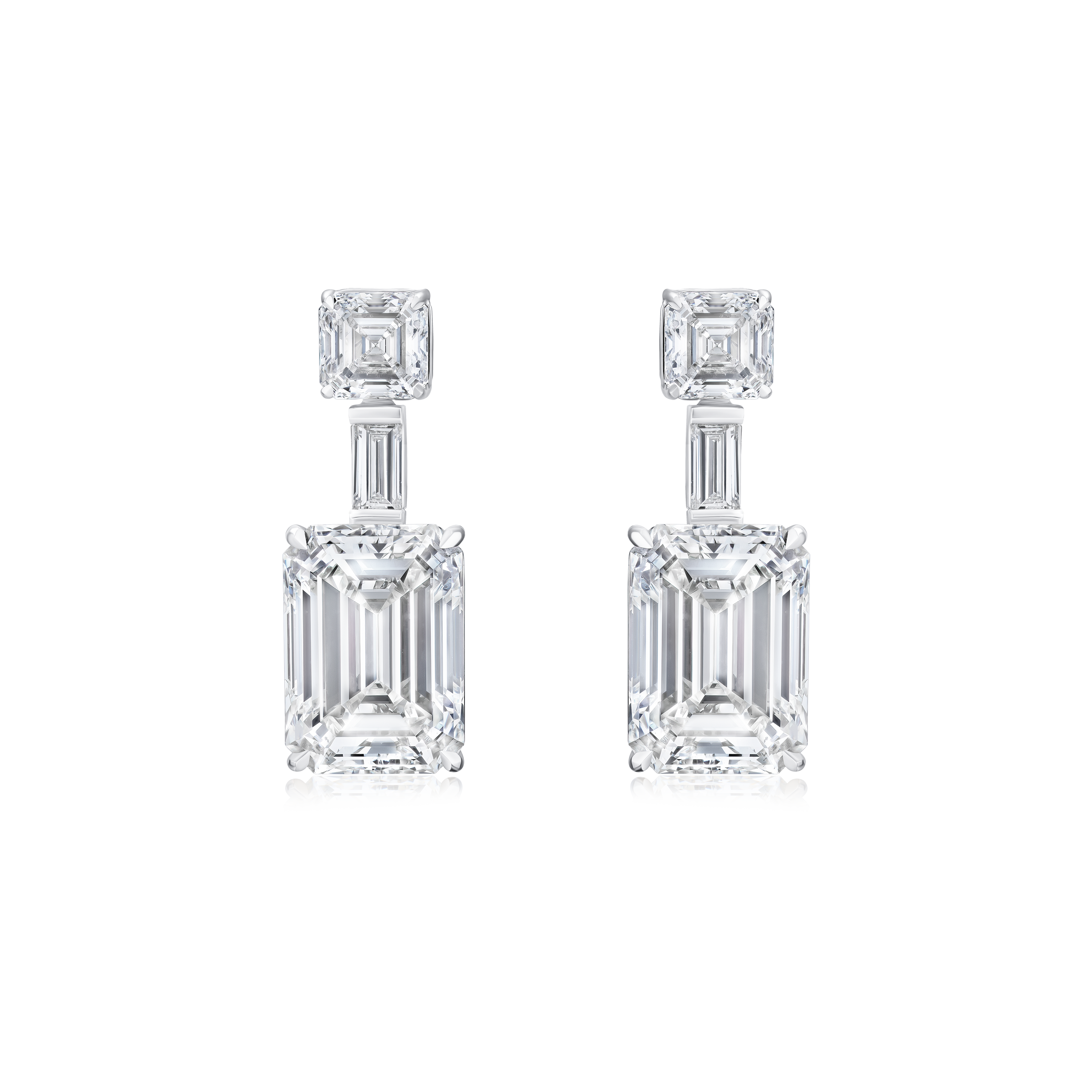 Emerald Cut Diamond Drop Earrings