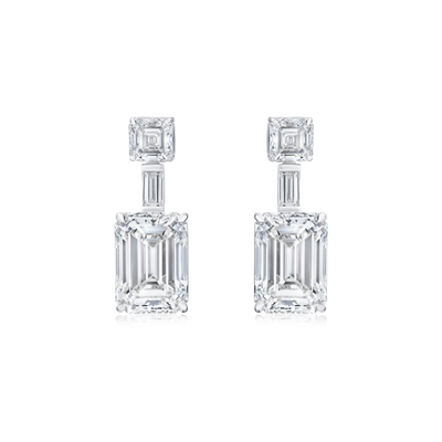 Emerald Cut Diamond Drop Earrings