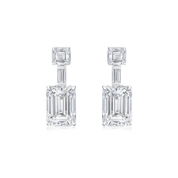 Emerald Cut Diamond Drop Earrings