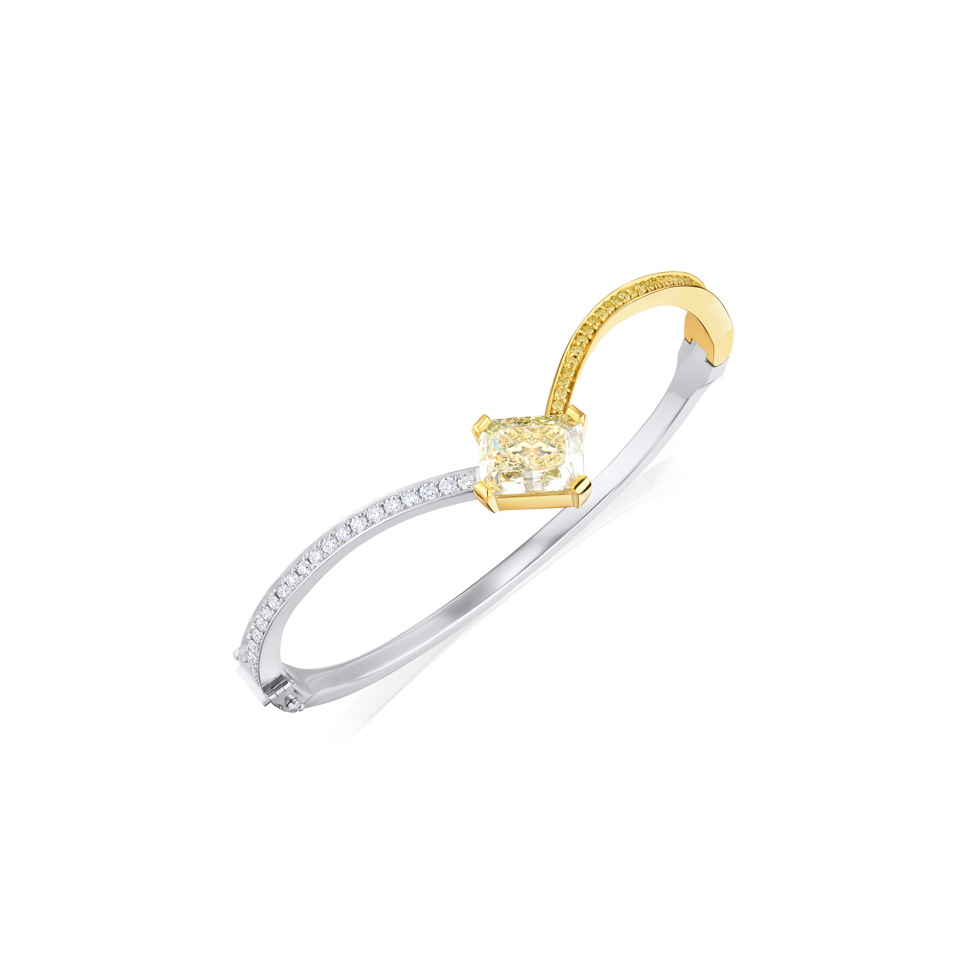 Yellow and White Diamond Set Bangle