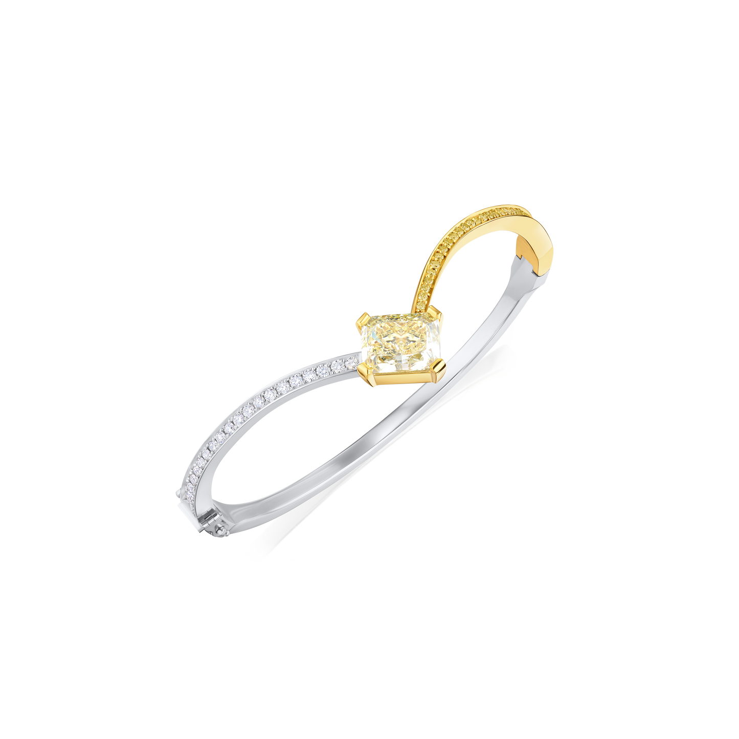 Yellow and White Diamond Set Bangle