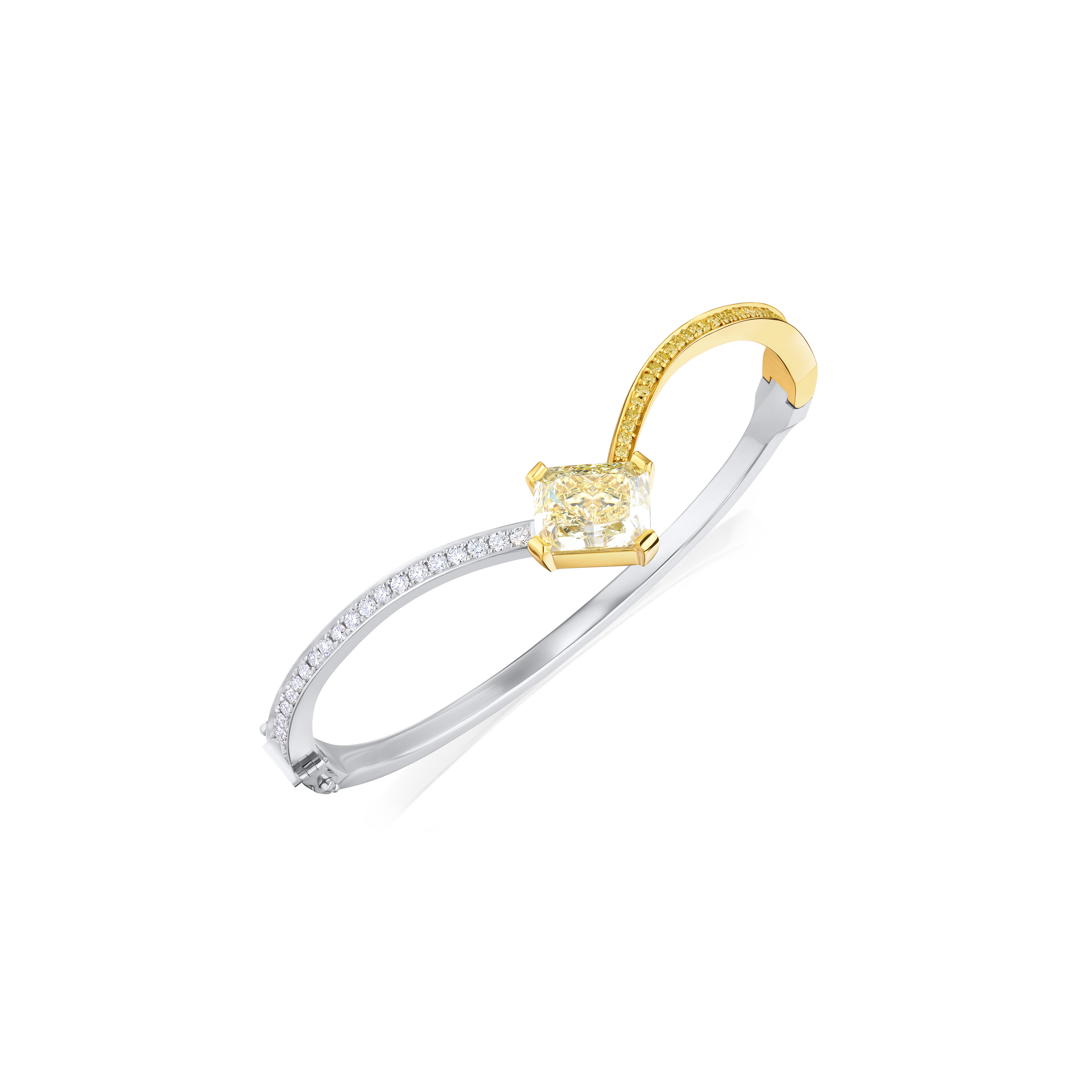 Yellow and White Diamond Set Bangle