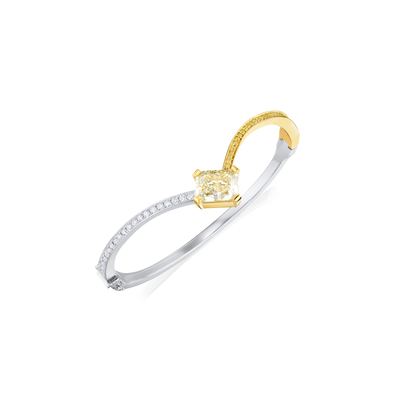 Yellow and White Diamond Set Bangle
