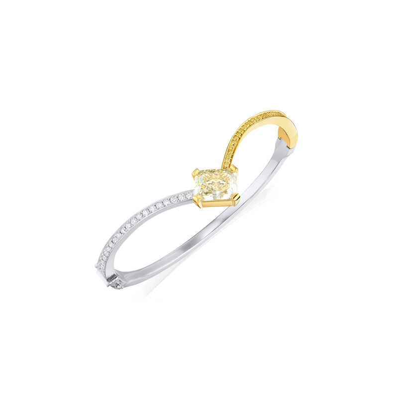 Yellow and White Diamond Set Bangle