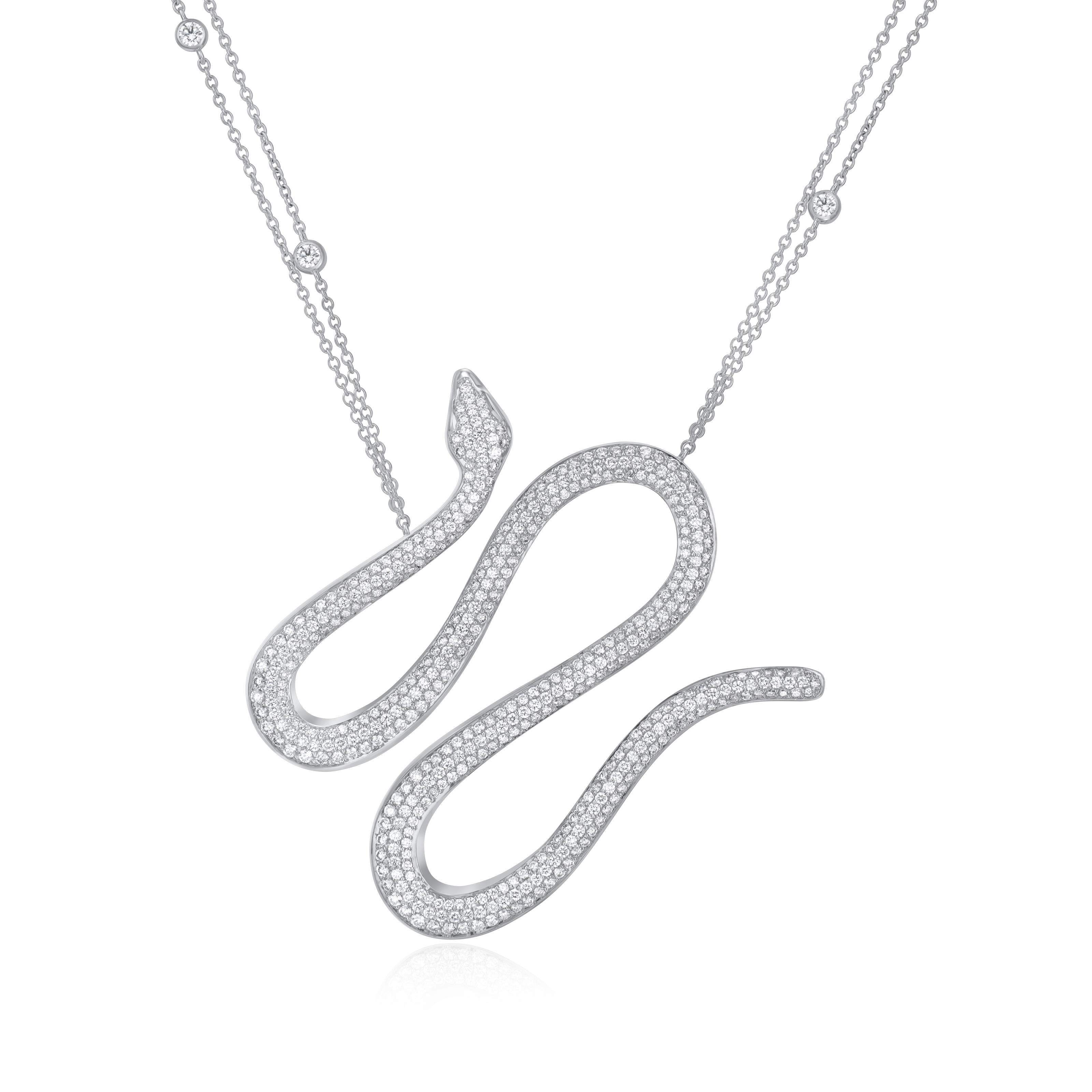 Diamond Set Platinum Snake Pendant