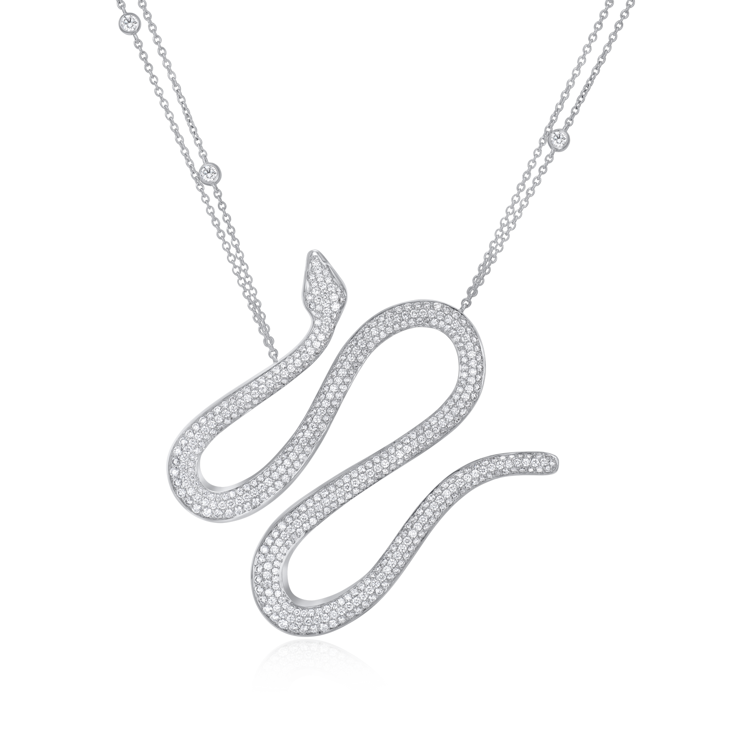 Diamond Set Platinum Snake Pendant