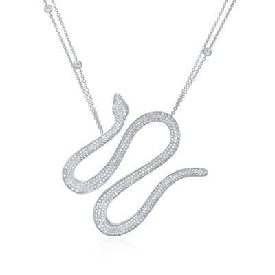 Diamond Set Platinum Snake Pendant