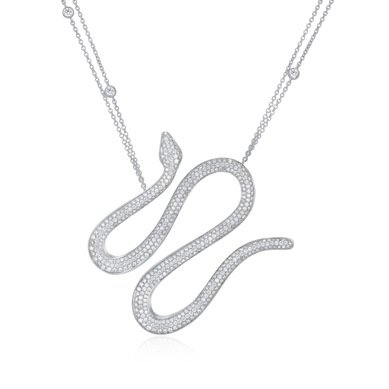 Diamond Set Platinum Snake Pendant