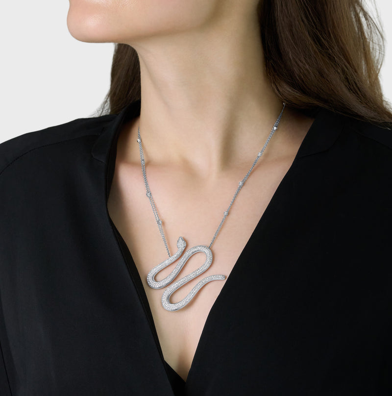 Diamond Set Platinum Snake Pendant