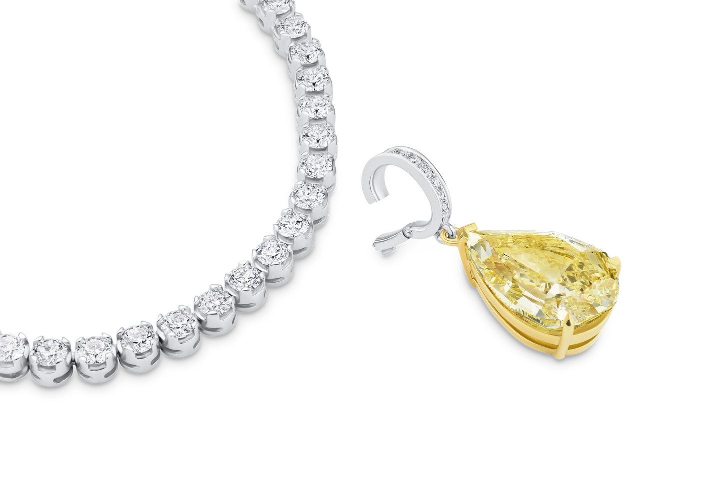 14.70ct Pear Cut Yellow Diamond Pendant