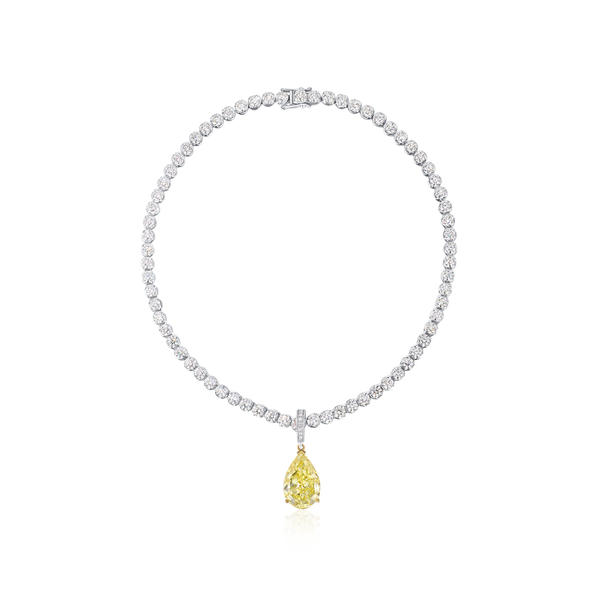 14.70ct Pear Cut Yellow Diamond Pendant