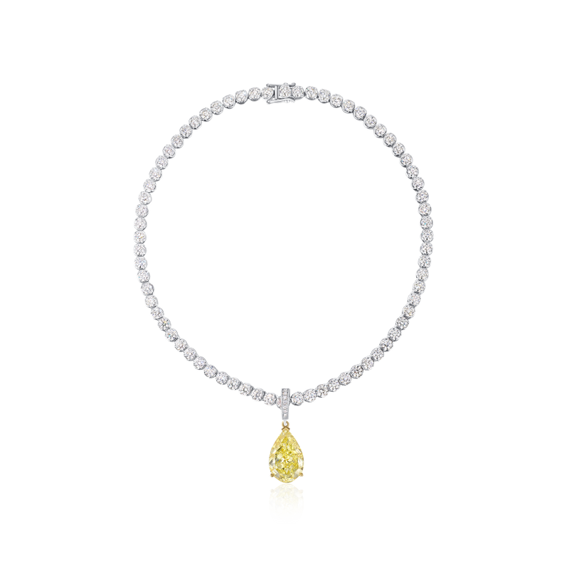 14.70ct Pear Cut Yellow Diamond Pendant