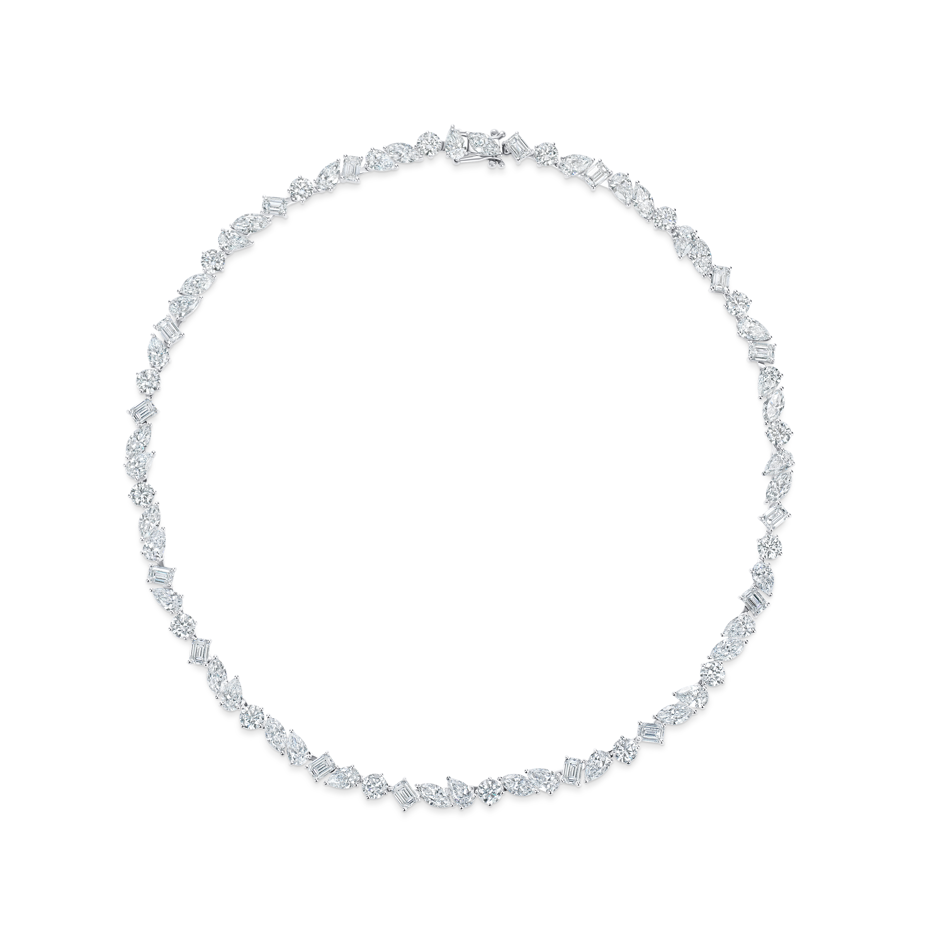 Mixed Cut Diamond Line Necklace