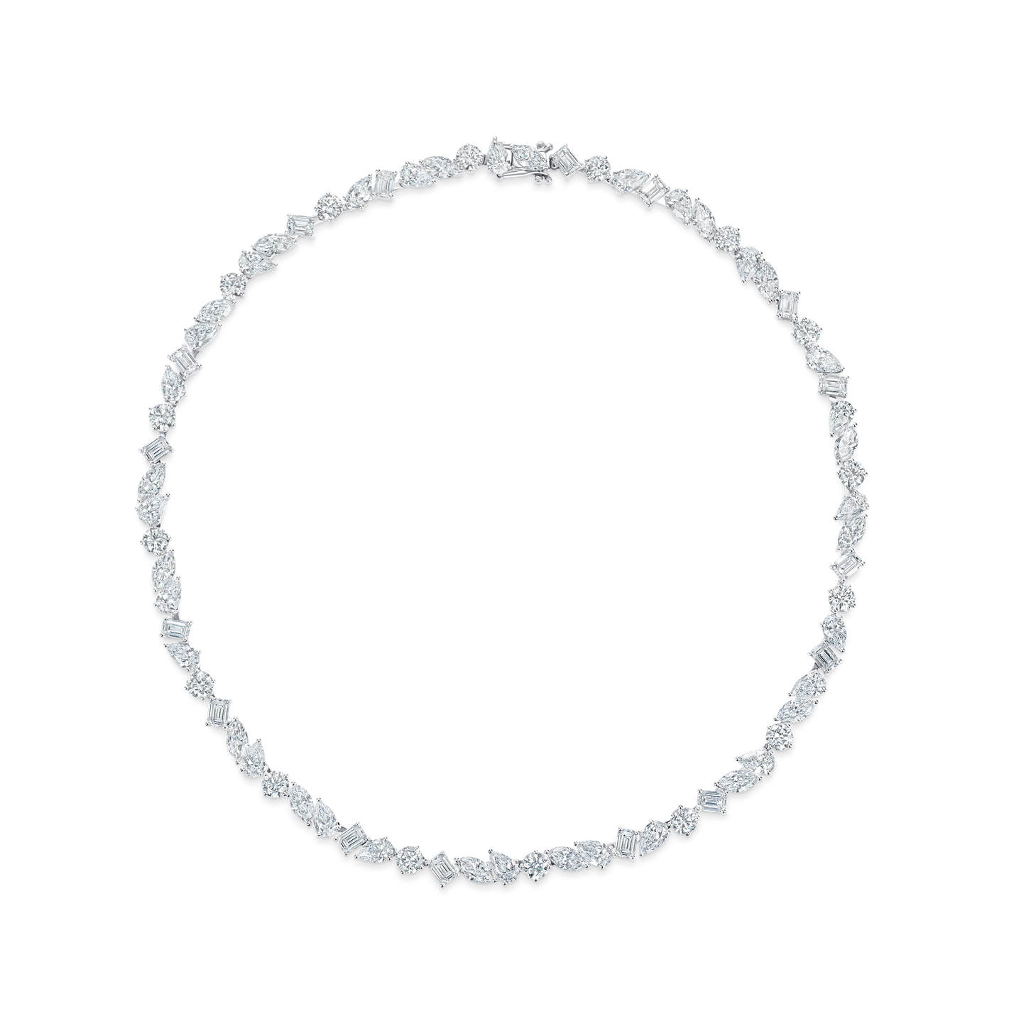 Mixed Cut Diamond Line Necklace