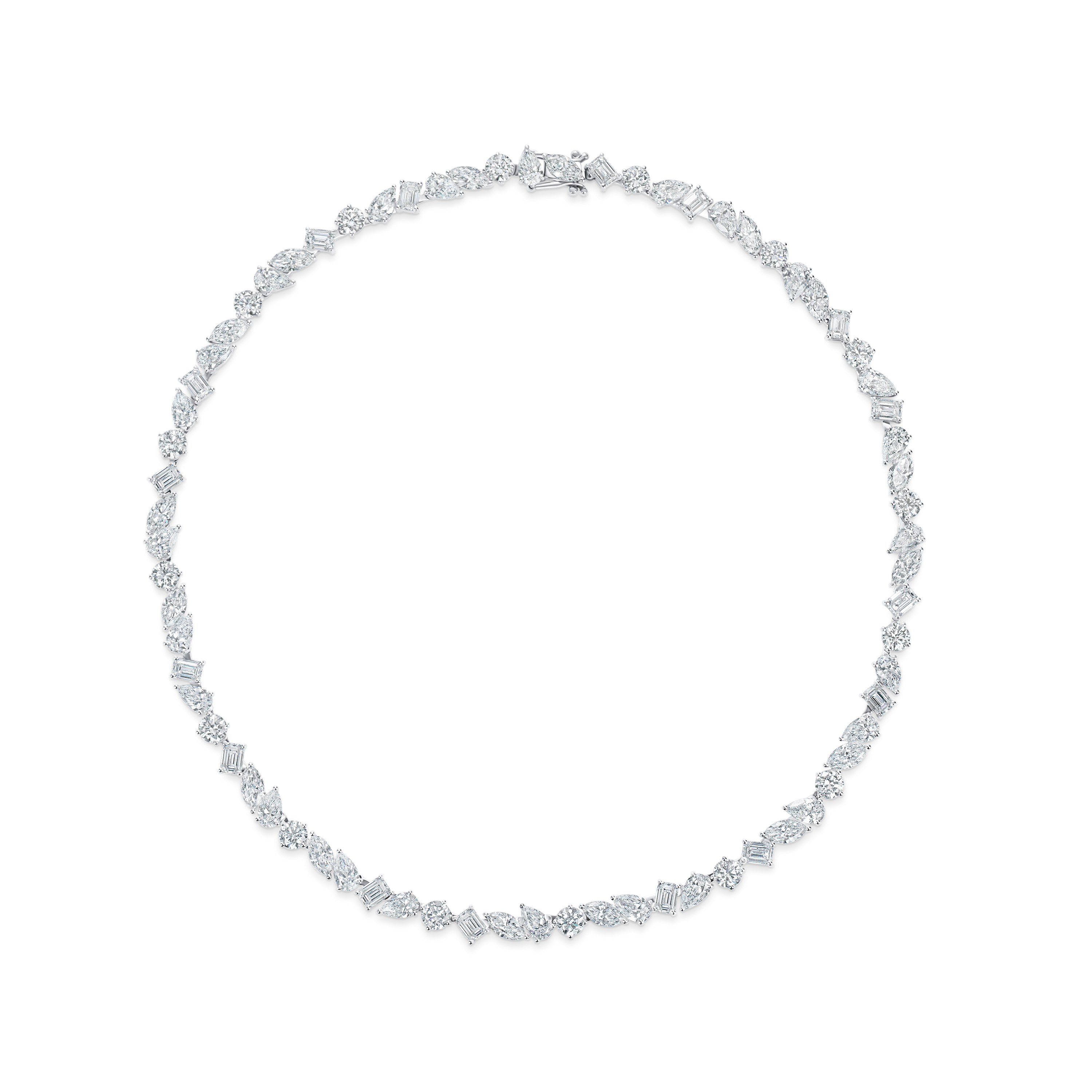 Mixed Cut Diamond Line Necklace