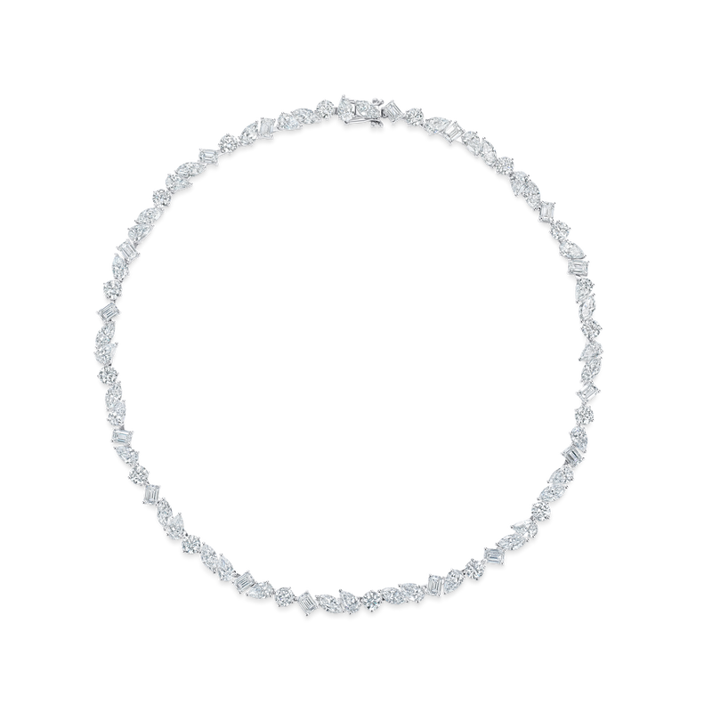 Mixed Cut Diamond Line Necklace