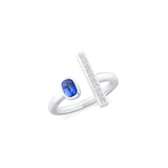 Sapphire and Diamond Set Bar Ring