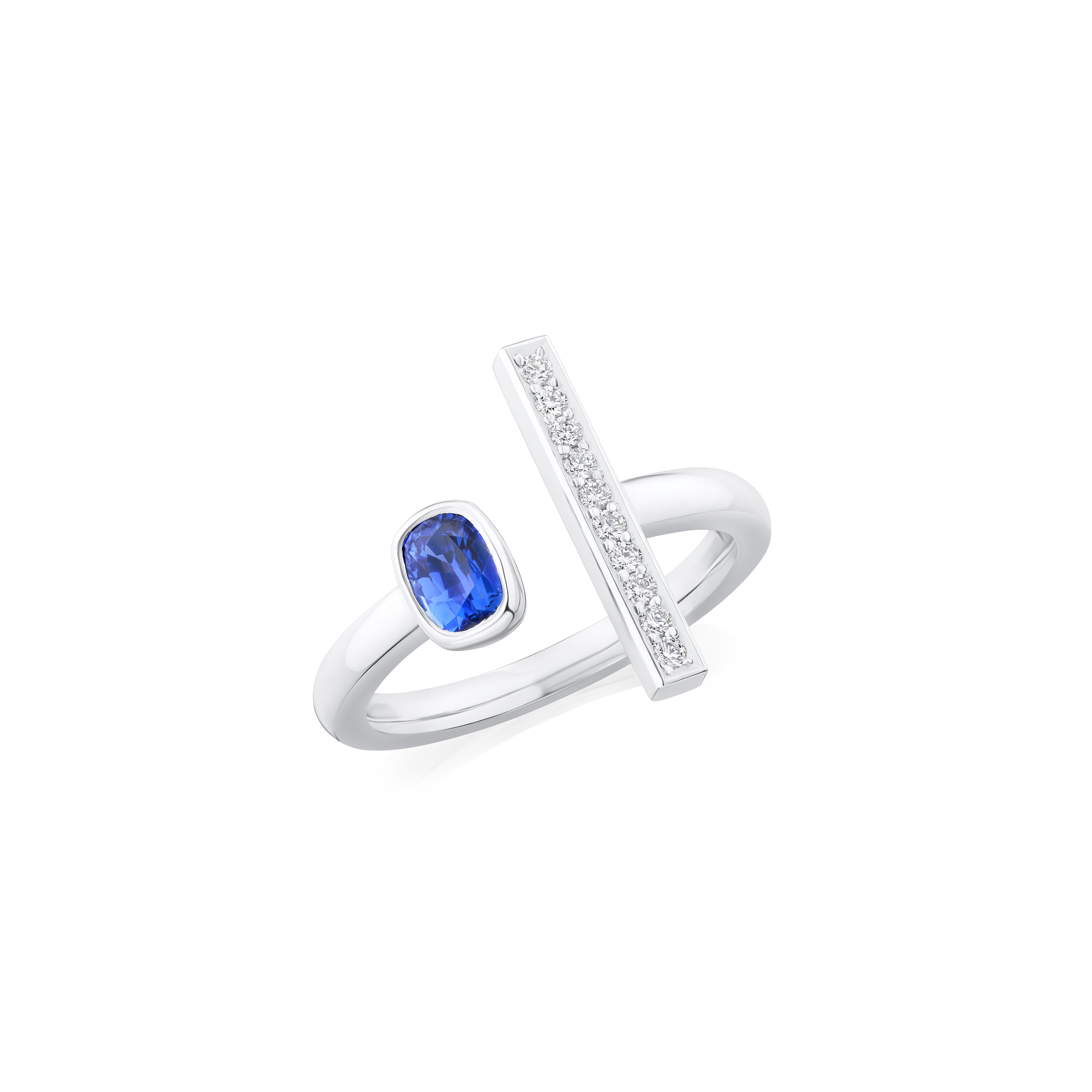 Sapphire and Diamond Set Bar Ring
