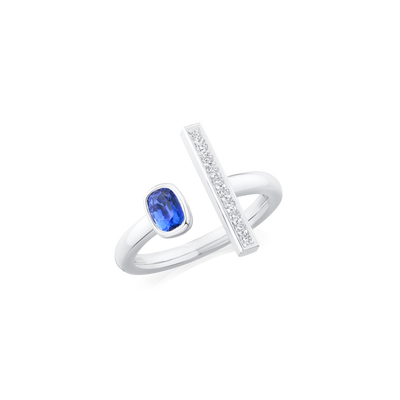 Sapphire and Diamond Set Bar Ring