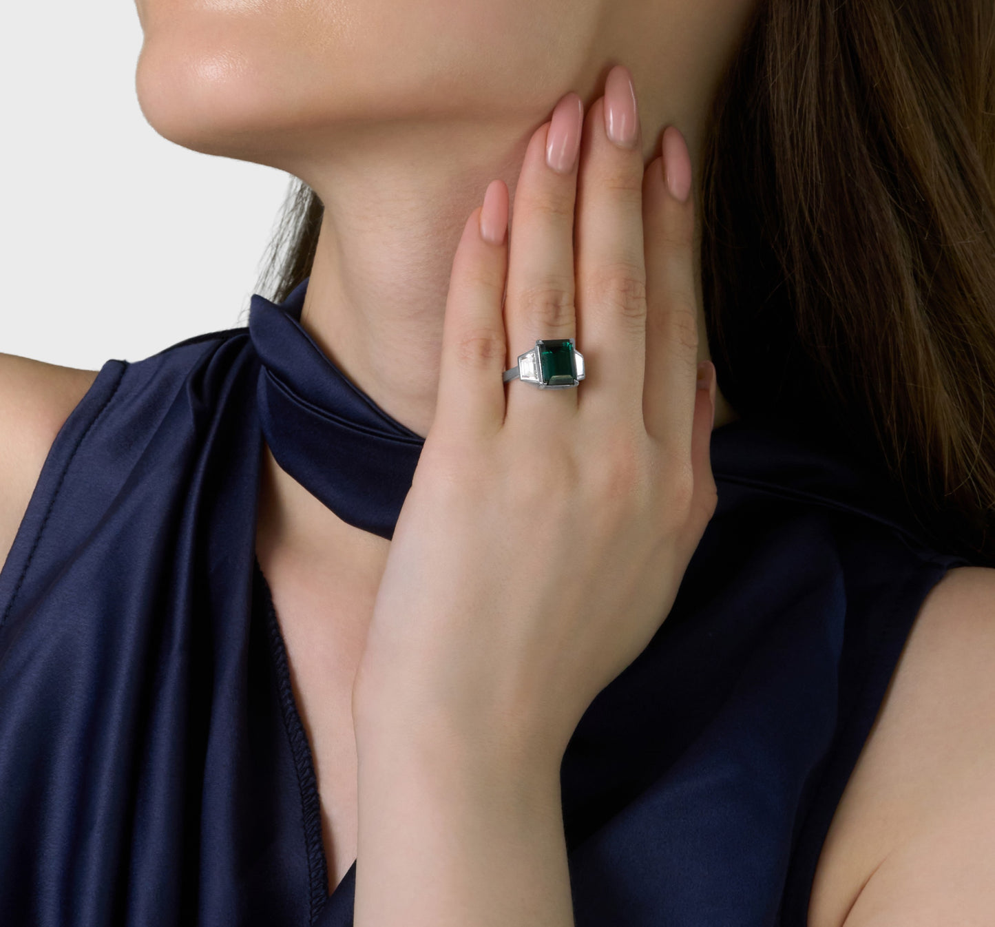 Lagoon Tourmaline and Diamond Three Stone Ring