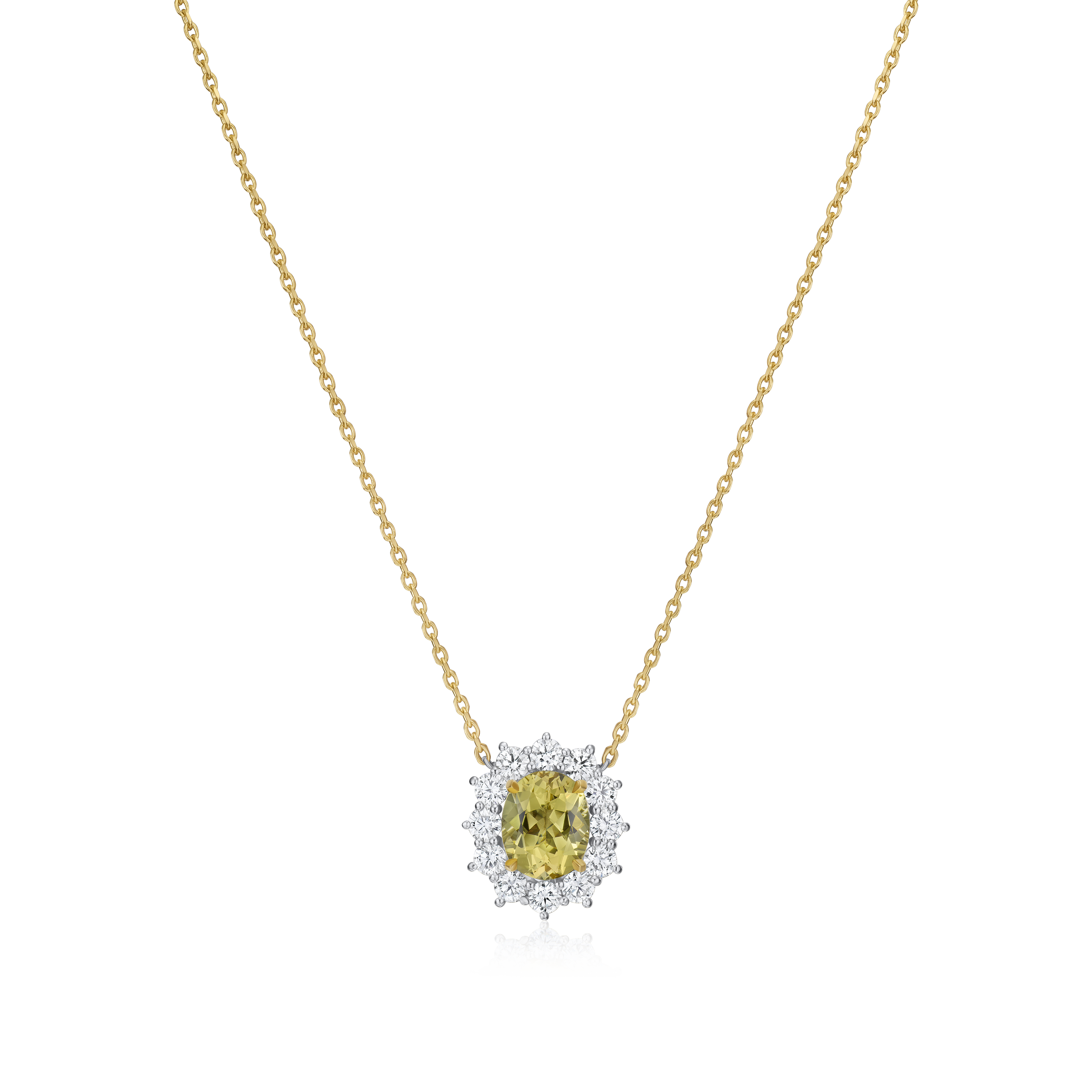 Yellow Beryl and Diamond Ravello Cluster Pendant