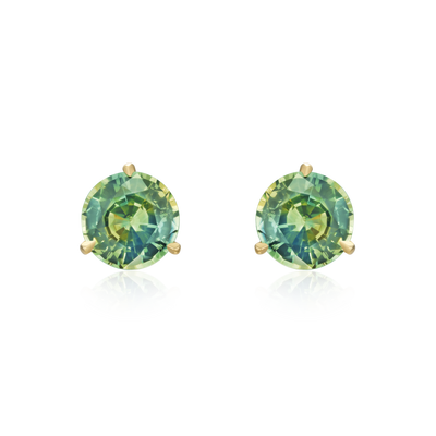 Green Sapphire Stud Earrings