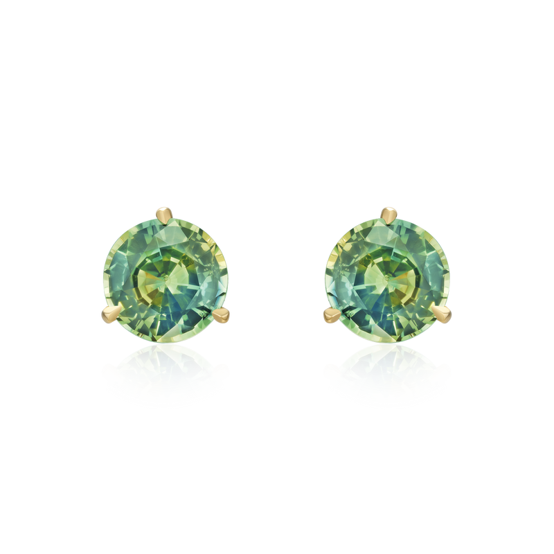 Green Sapphire Stud Earrings