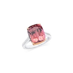 Pink Tourmaline Ring With Diamond Set Shoulders