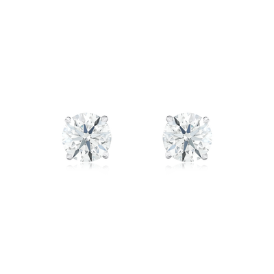 Round Brilliant Cut Diamond Single Stone Stud Earrings.