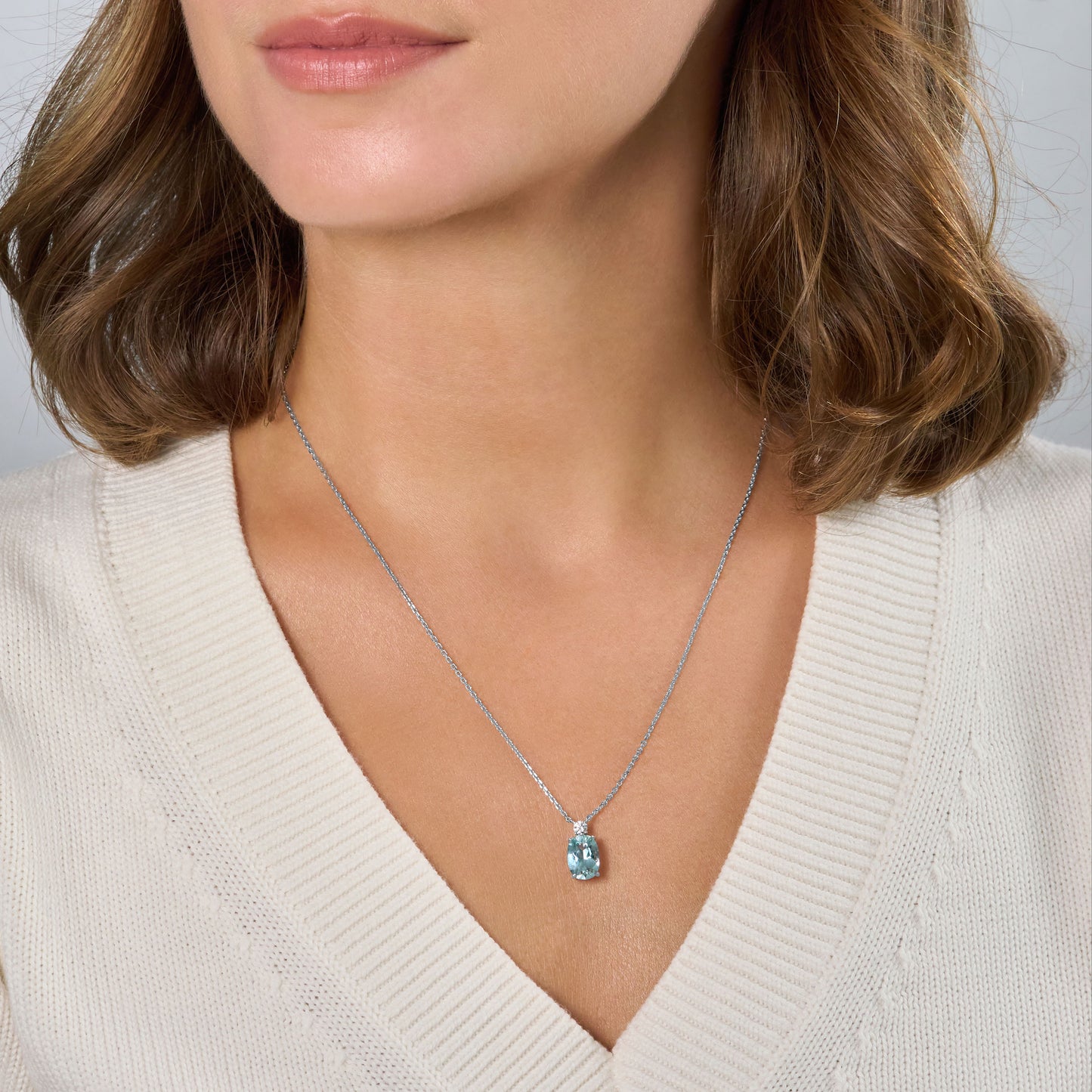Aquamarine and Diamond Pendant