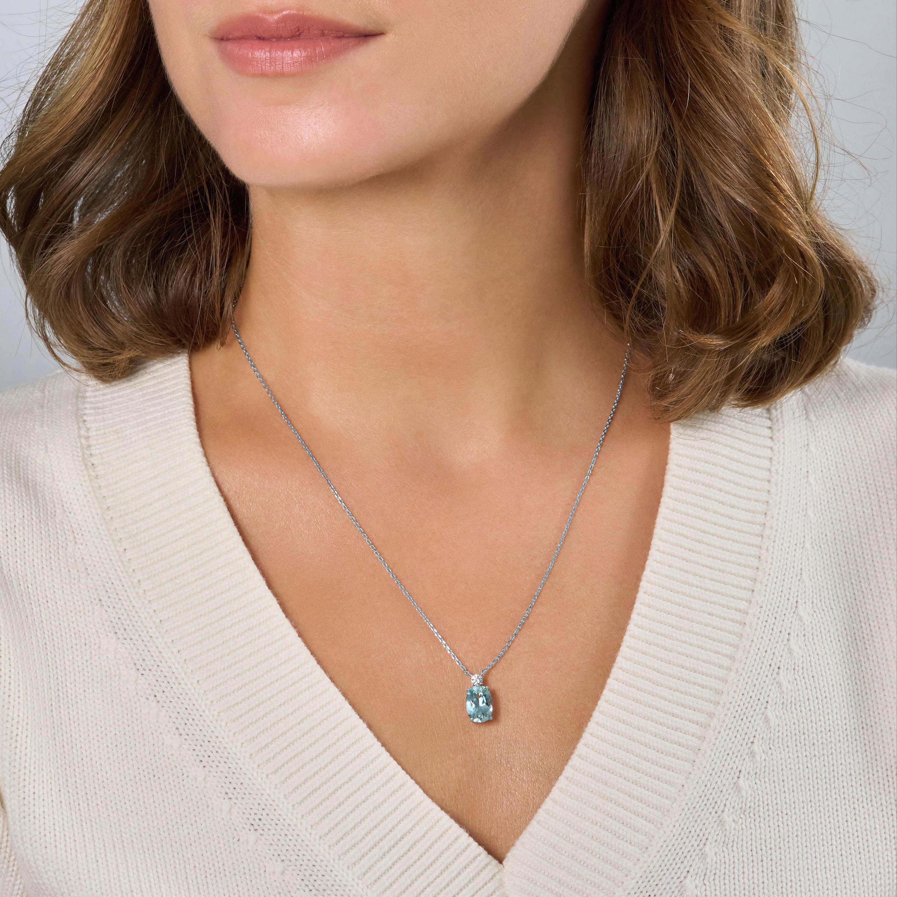 Aquamarine and Diamond Pendant