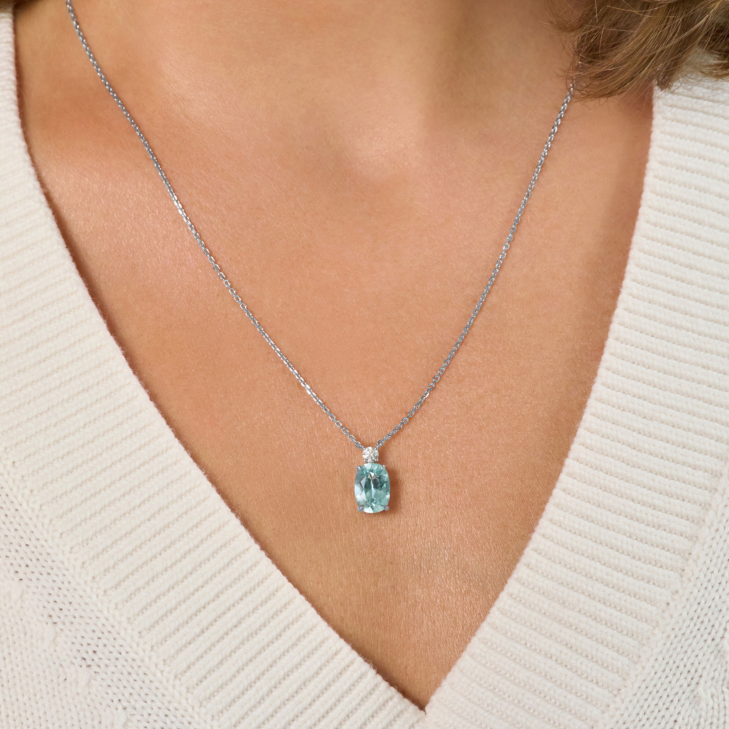 Aquamarine and Diamond Pendant