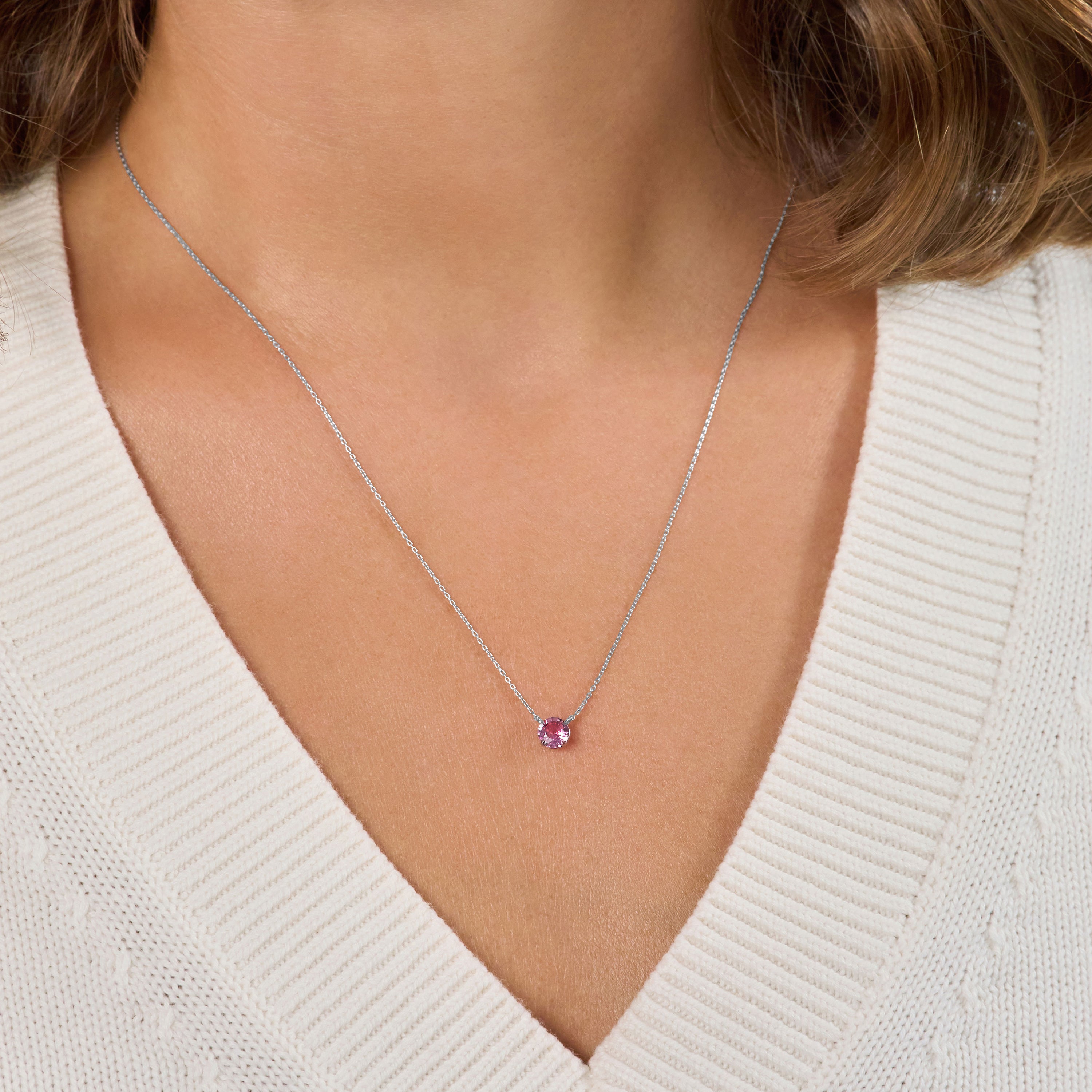 Pink Sapphire Solitaire Pendant