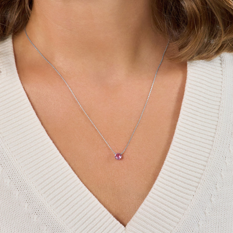 Pink Sapphire Solitaire Pendant
