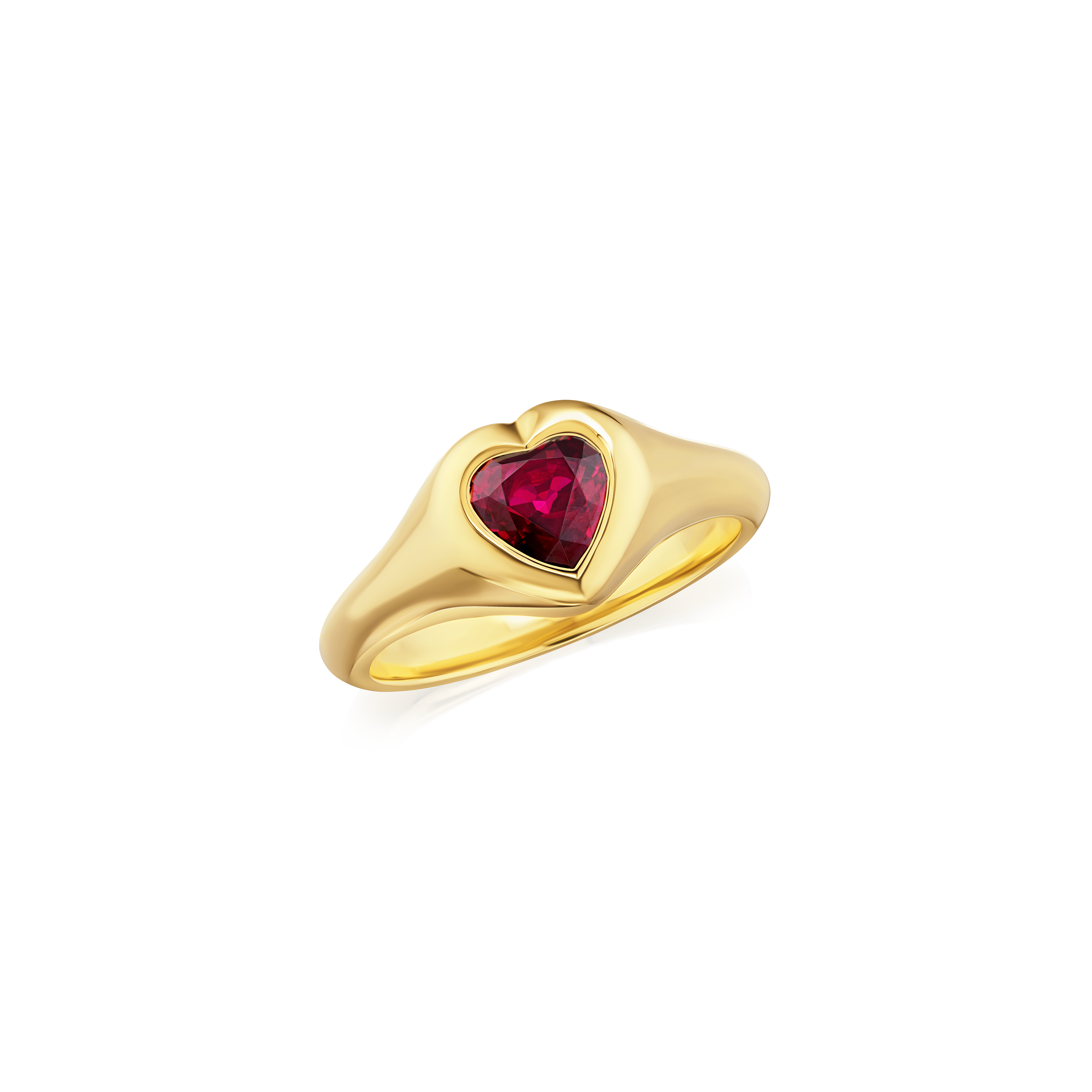 18ct Yellow Gold Heart Ruby Ring