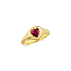 18ct Yellow Gold Heart Ruby Ring