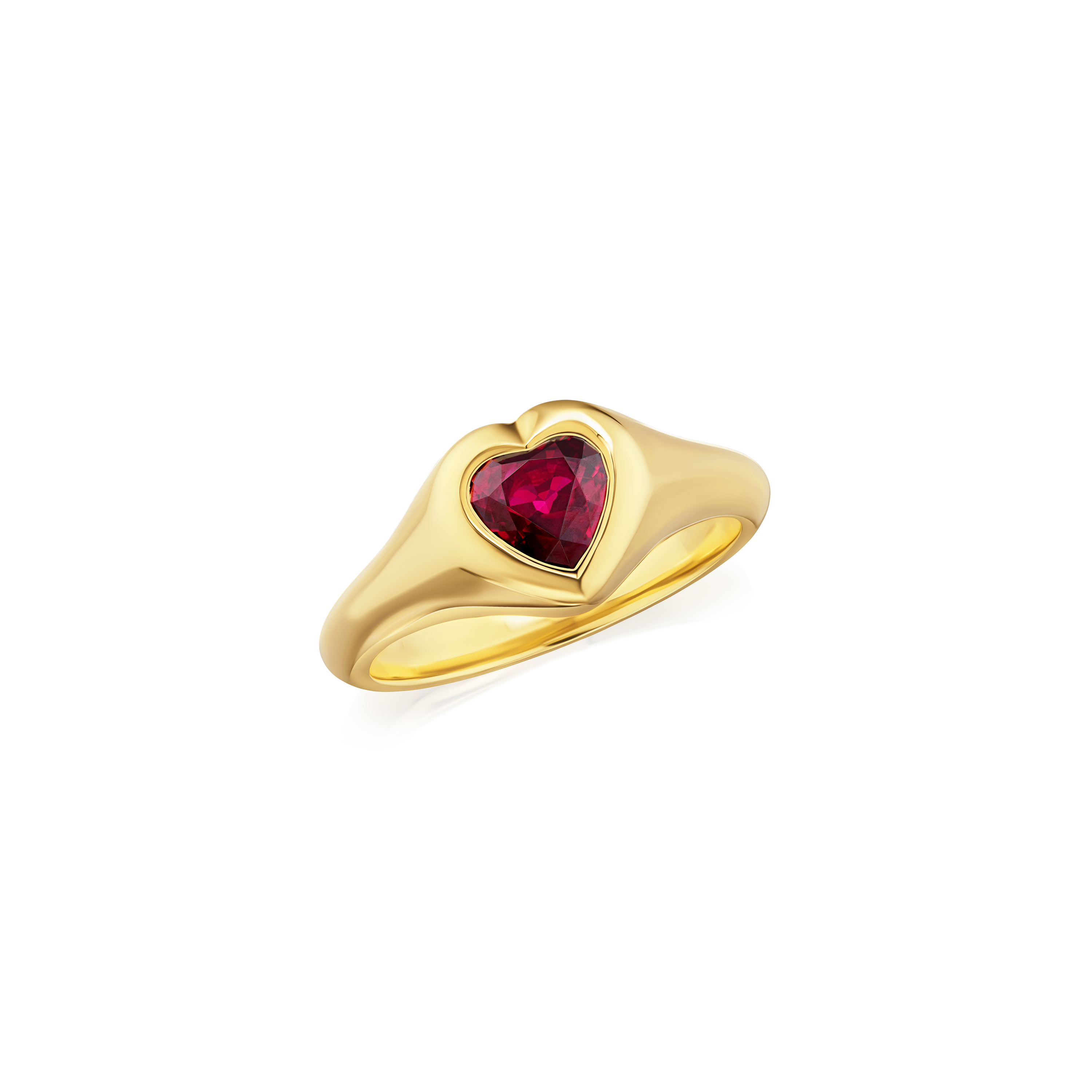 18ct Yellow Gold Heart Ruby Ring