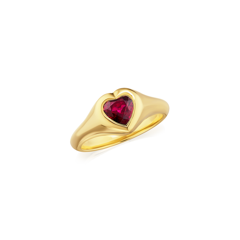 18ct Yellow Gold Heart Ruby Ring
