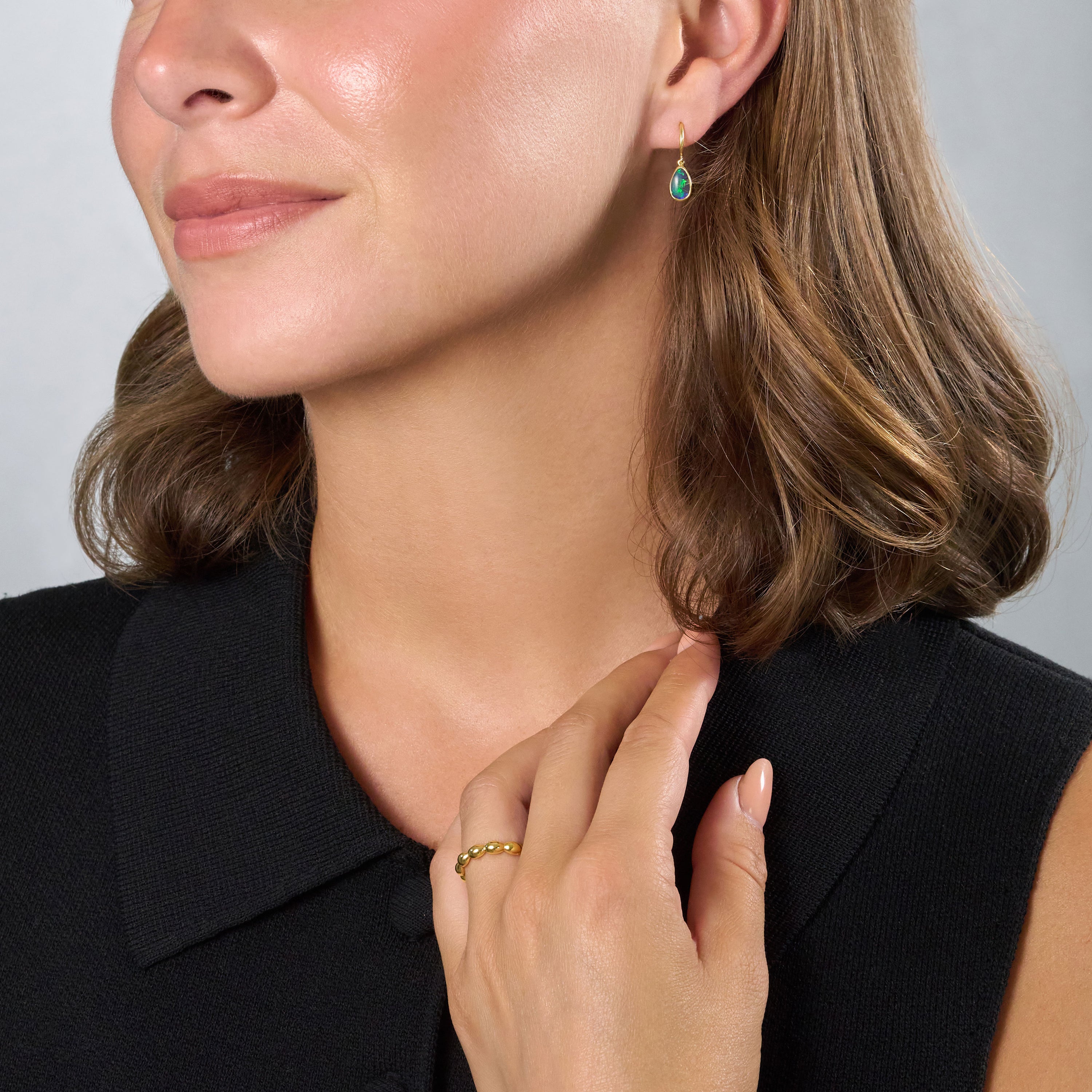 Black Opal Drop Earrings