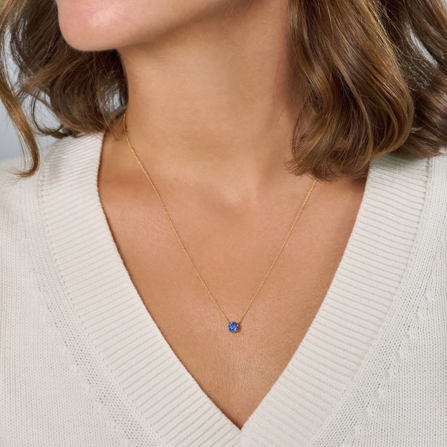 Blue Sapphire Solitaire Pendant